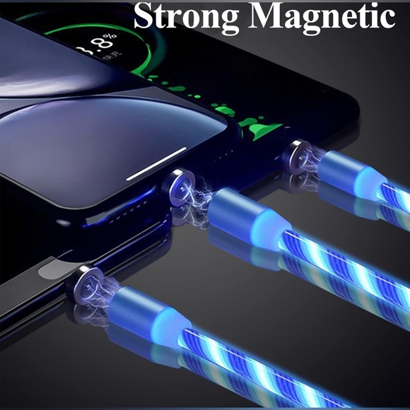 3 in 1 Magnetic Light Up Charging Cable 360 Rotating LED Universal Phone Charger - Picture 3 of 6